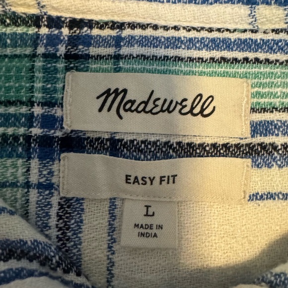 Madewell Green and Blue Plaid Men's Shirt - Picture 3 of 5